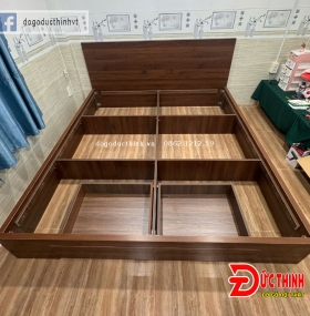 Giường ngủ trơn hiện đại gỗ MDF phủ melamin vân gỗ có ngăn kéo tại xã Long Hải