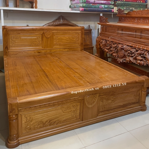 GIƯỜNG NGỦ GỖ ĐỎ [VIP] - Đồ Gỗ Đức Thịnh Vũng Tàu - Giường Ngủ Gỗ Đỏ Kích Thước 180cm x 200cm