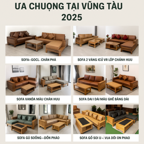 Top 10 mẫu bàn ghế sofa gỗ Sồi Nga ưa chuộng tại Vũng Tàu 2025