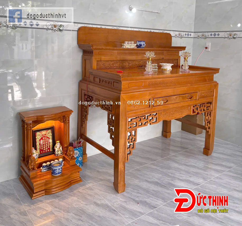Án gian thờ gỗ sồi Nga mẫu Nhị cấp ngang 1m53