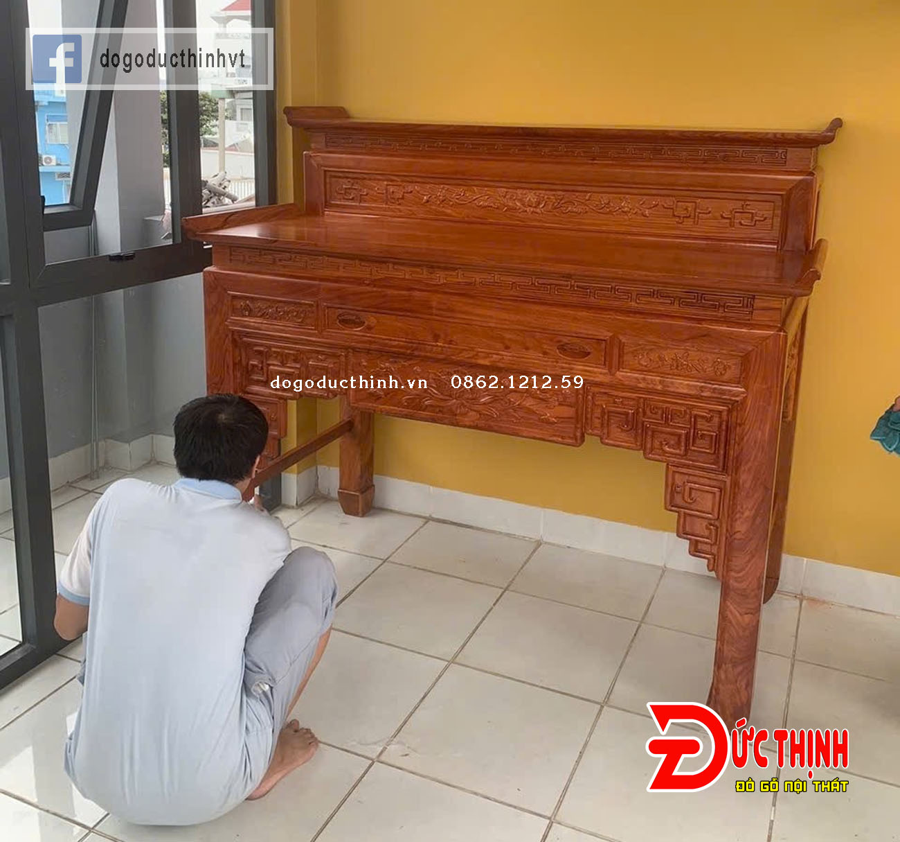 Án gian thờ gỗ hương đá - 2 tầng 153
