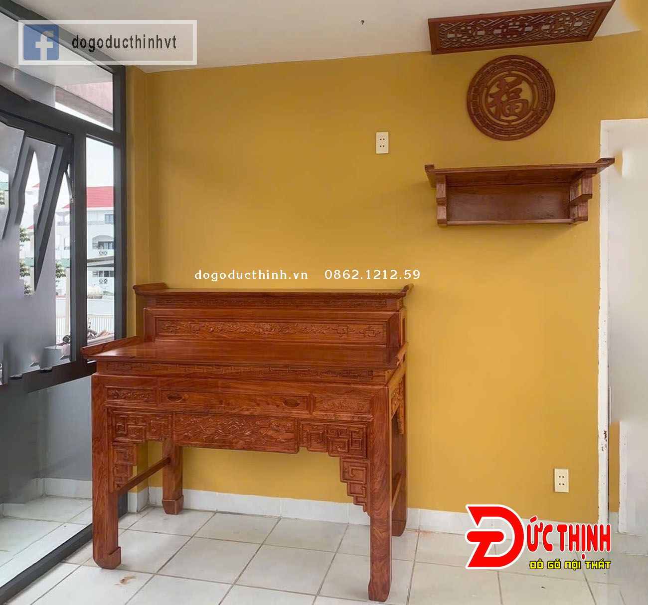 Án gian thờ gỗ hương đá - 2 tầng 153