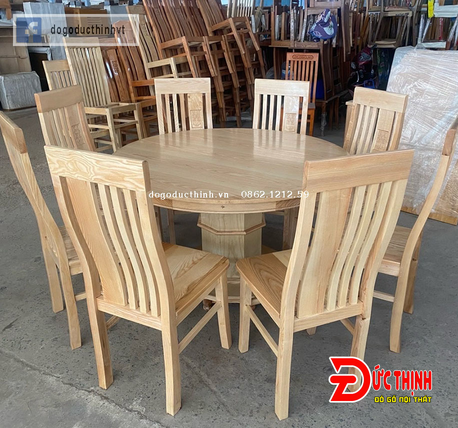 Bàn ăn tròn gỗ sồi Nga 6 ghế - Đồ Gỗ Đức Thịnh