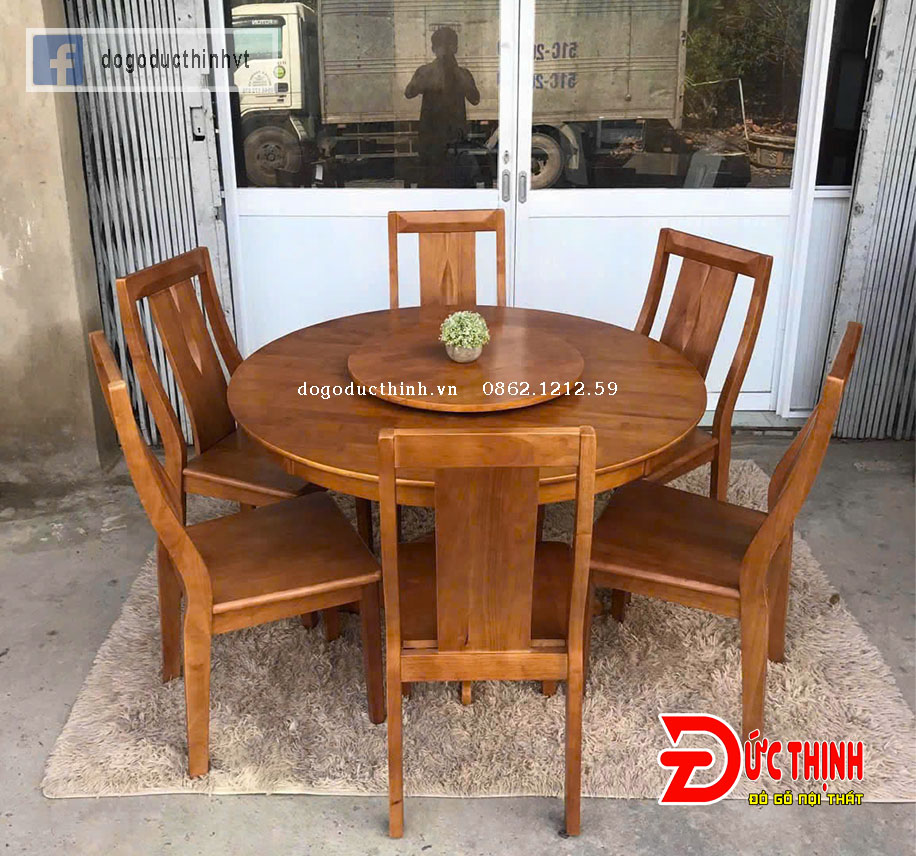Bàn ăn tròn gỗ sồi Nga 6 ghế - Đồ Gỗ Đức Thịnh