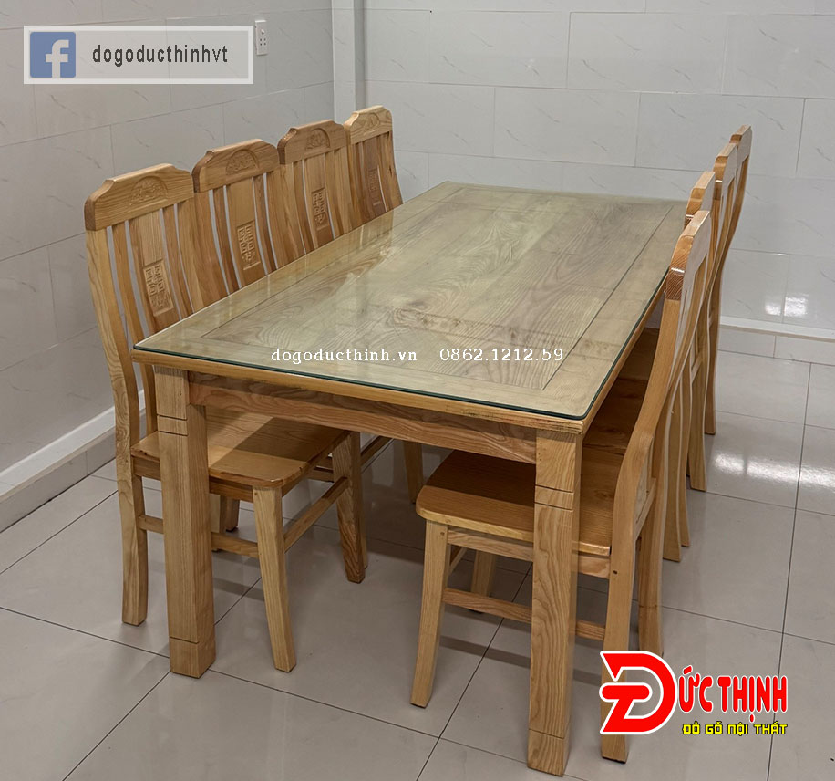 Bàn Ăn Gỗ Sồi Nga Vuông 8 Ghế