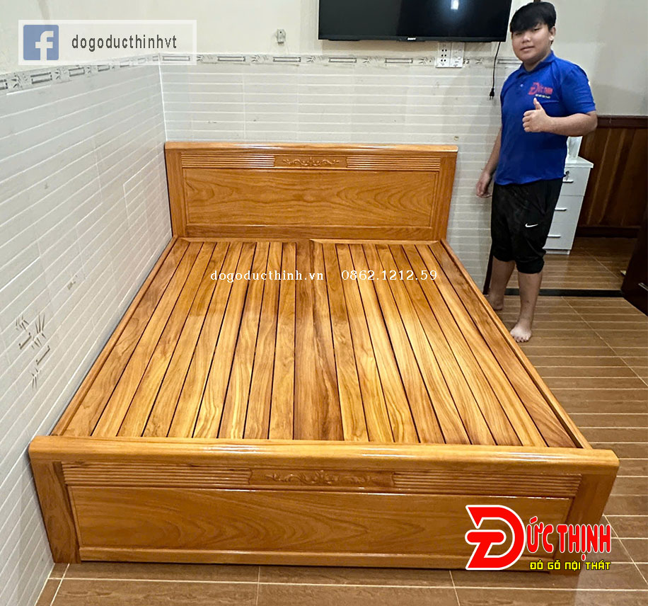 GIƯỜNG NGỦ GỖ GÕ ĐỎ VẠT PHẢN NAN – THIẾT KẾ HIỆN ĐẠI, CHẮC CHẮN, SANG TRỌNG