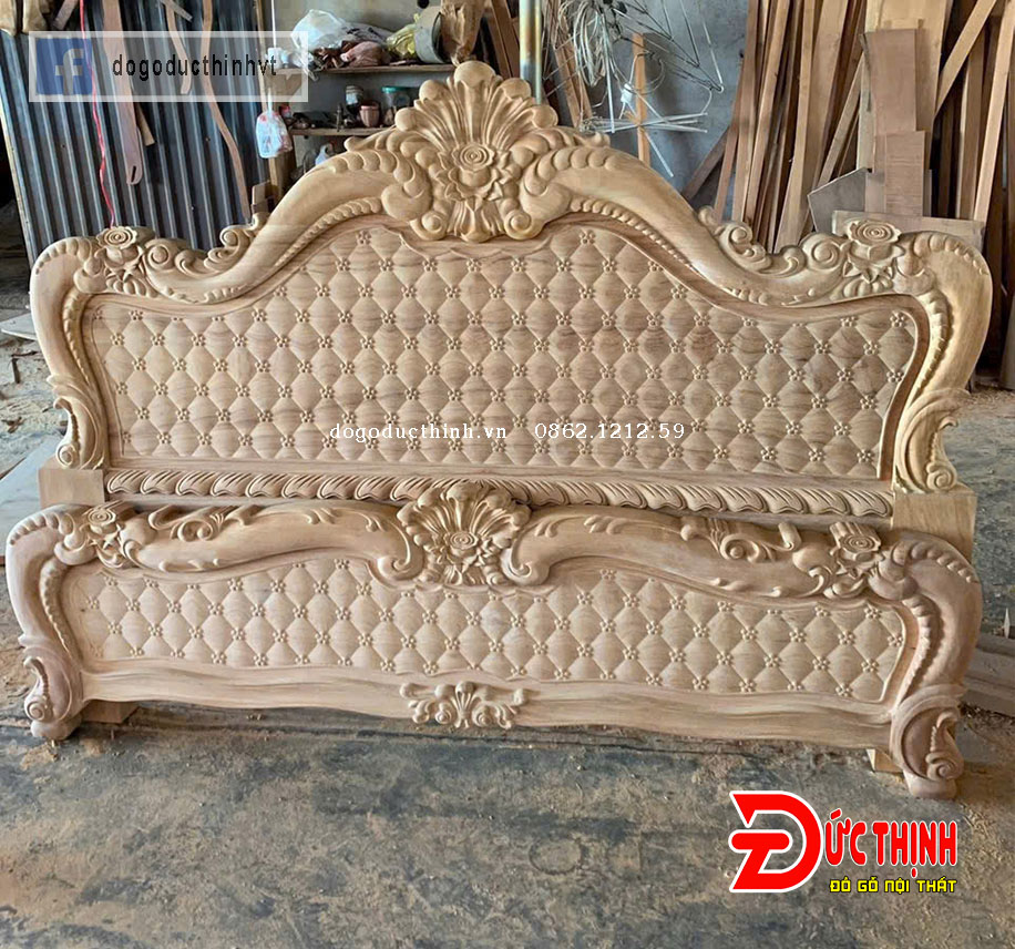Giường Ngủ Gỗ Lát Mẫu Louis Hoàng Gia – Đẳng Cấp Tân Cổ Điển Cho Không Gian Phòng Ngủ