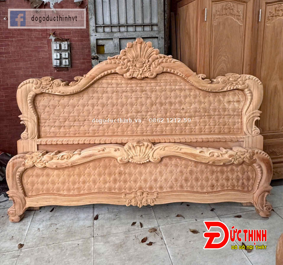 Giường Ngủ Gỗ Lát Mẫu Louis Hoàng Gia – Đẳng Cấp Tân Cổ Điển Cho Không Gian Phòng Ngủ