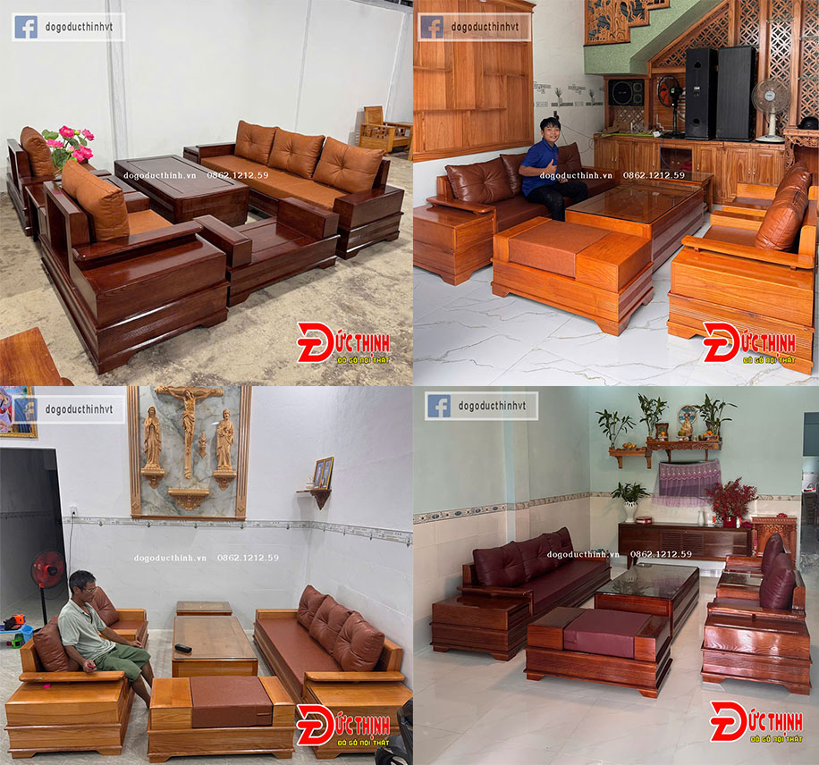Tổng hợp các màu của SOFA GỖ SỒI NGA – MẪU ĐỐI CHÂN PHÁO – CÓ NỆM