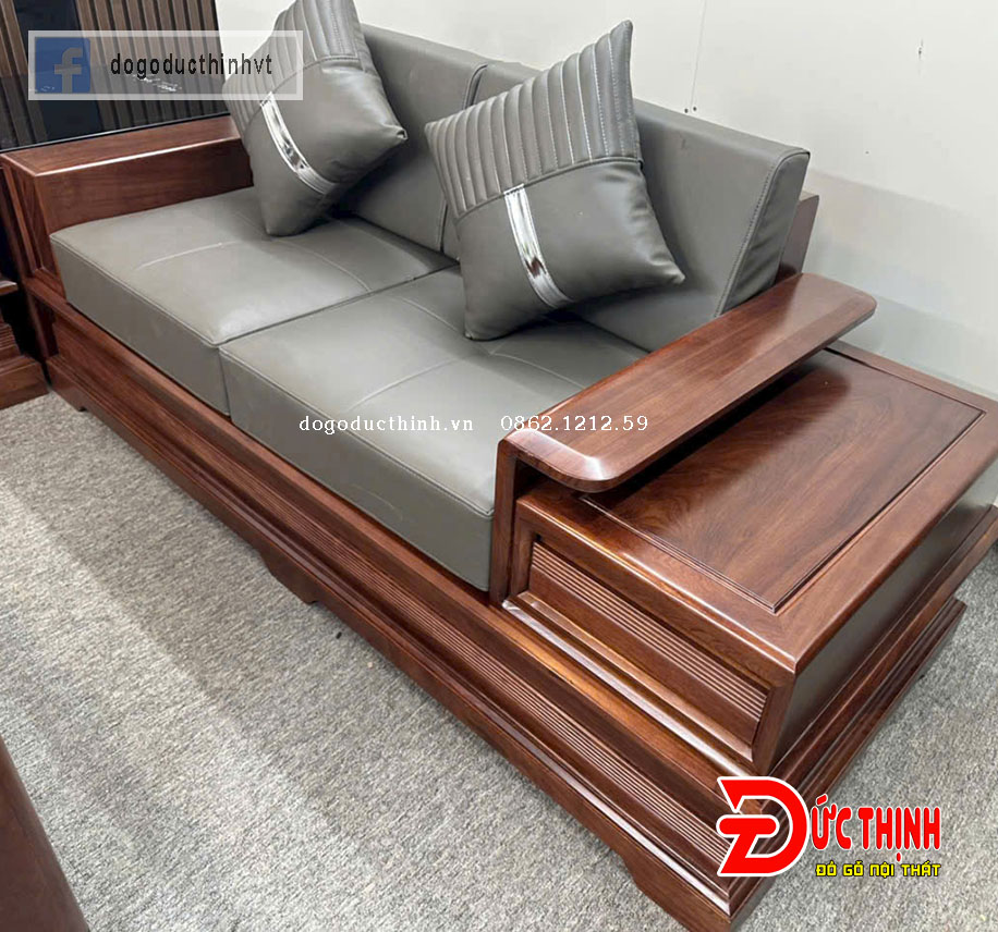 SOFA GỖ GÕ ĐỎ – MẪU CHÂN PHÁO GÓC L – SIZE LỚN