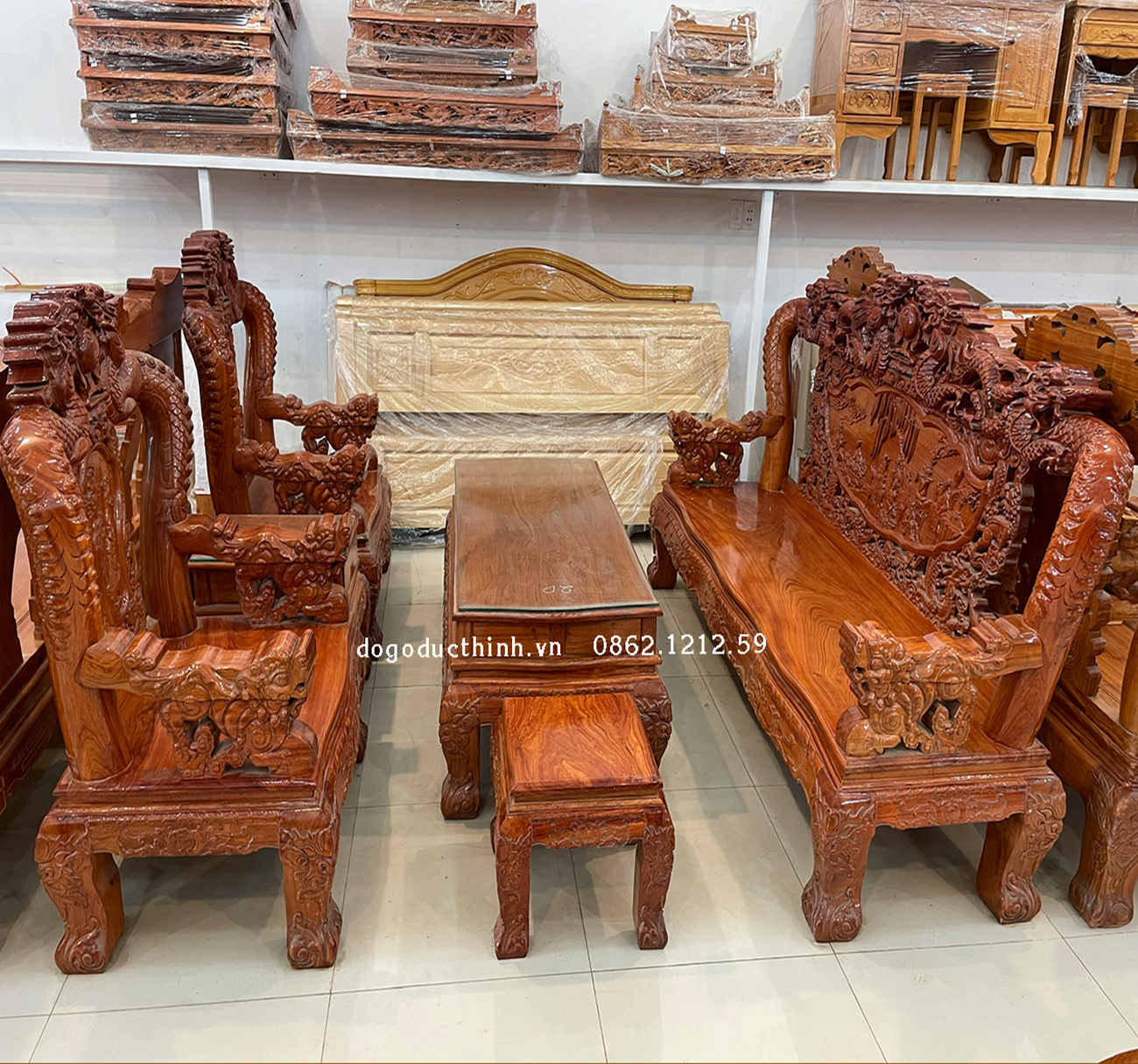 Salon Hương đá - Rồng bát tiên - Tay nghê - cột 12 - 6 món