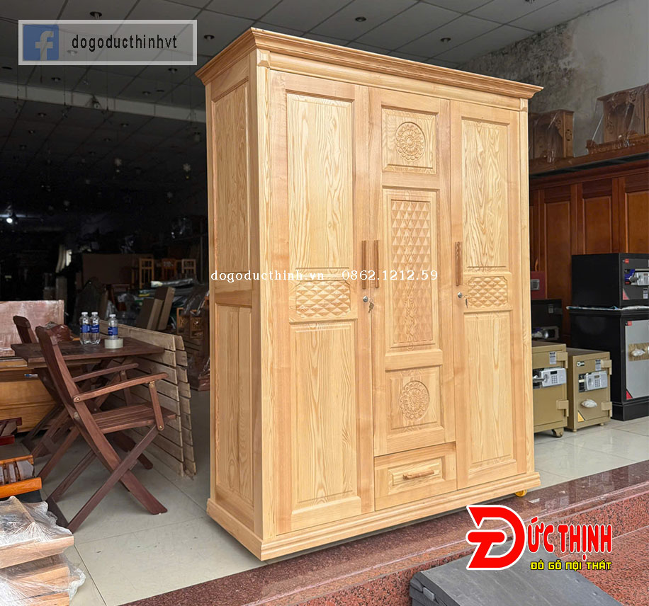 Tủ quần áo gỗ sồi Nga 3 cánh (hàng đẹp)