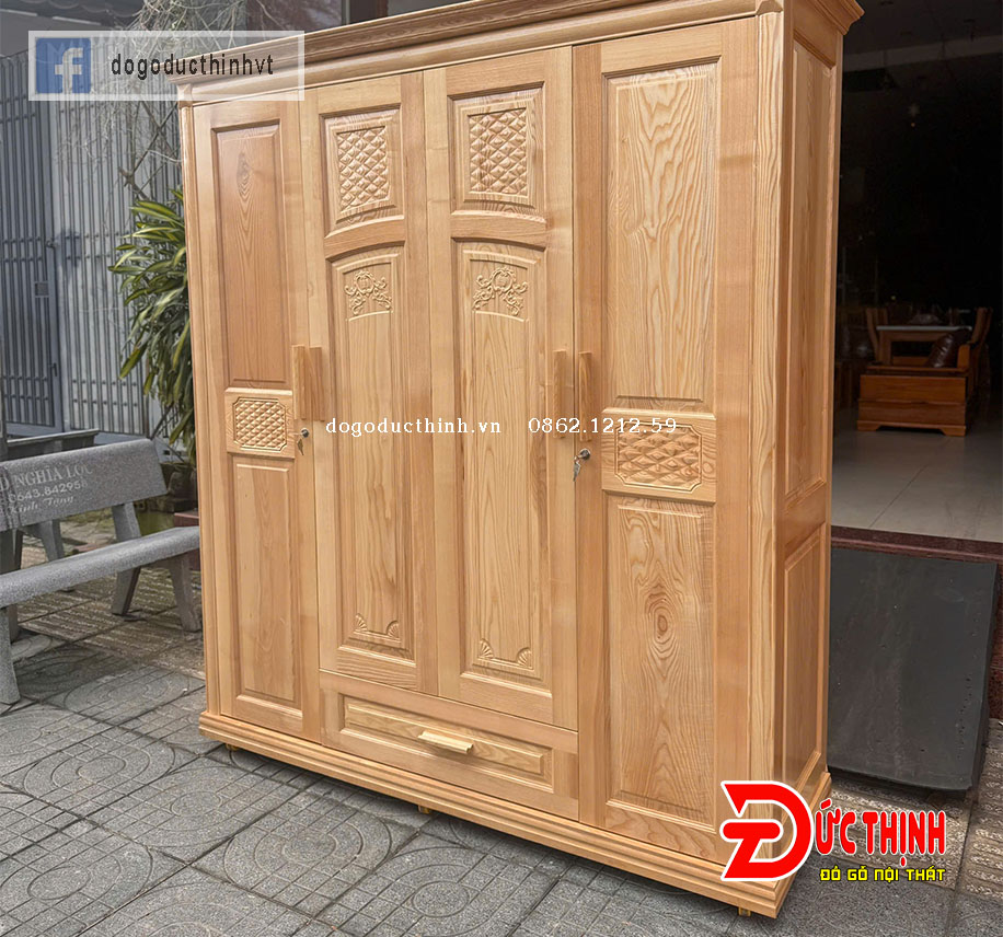 Tủ quần áo gỗ sồi Nga 4 cánh