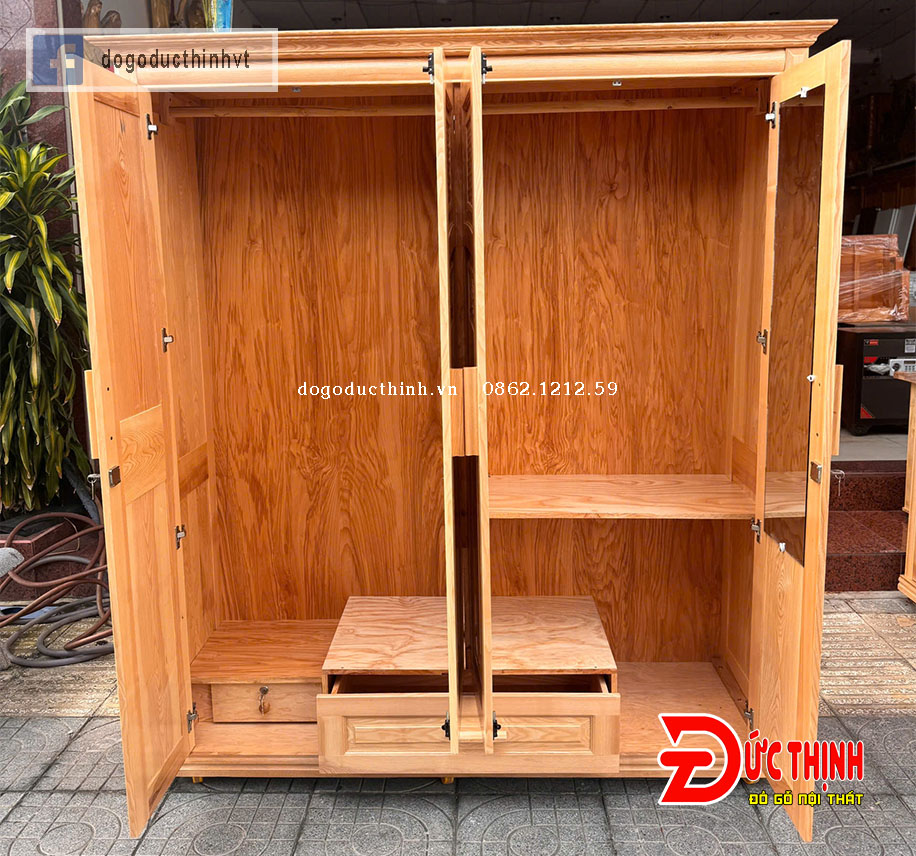 Tủ quần áo gỗ sồi Nga 4 cánh