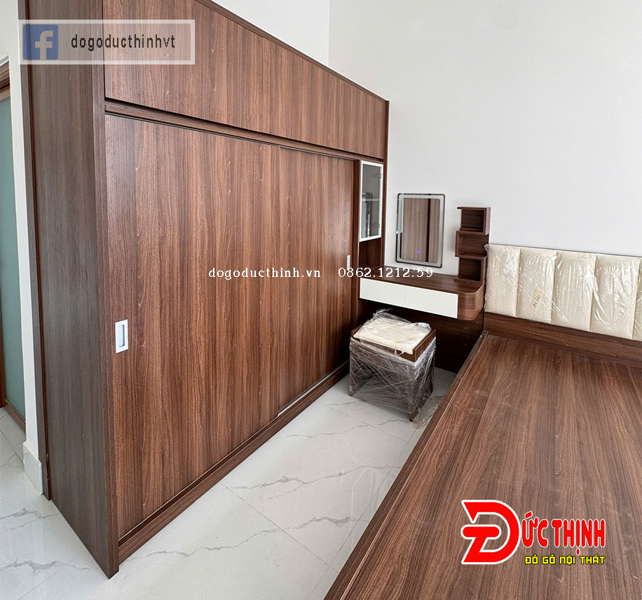 Thi Công Trọn Bộ Phòng Ngủ Gỗ Công Nghiệp – Công Trình Anh Sáu Xuyên Mộc