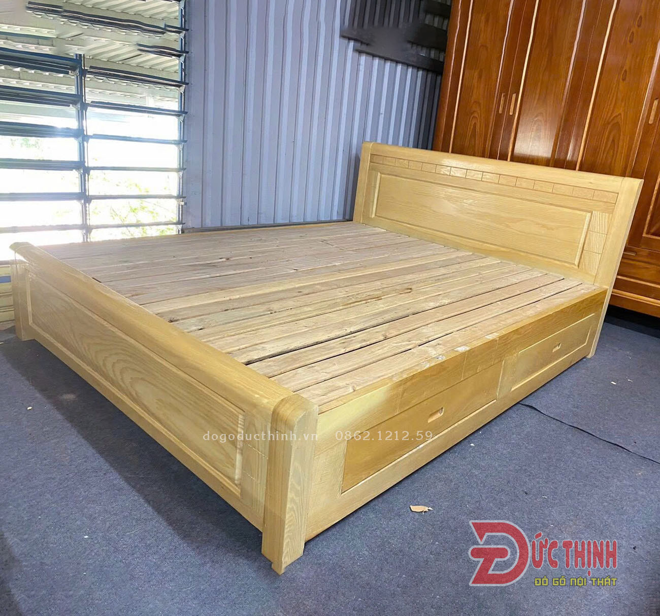 Giường gỗ sồi - Ngăn kéo