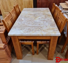 ban-an-mat-da-wanut-160cm-vuong-6-ghe-vuong-nau