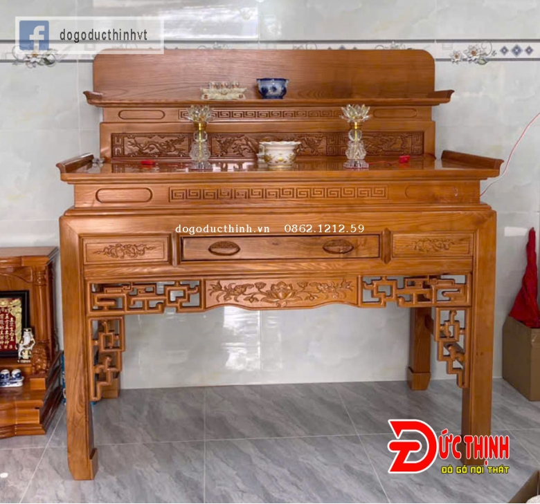 Án gian thờ gỗ sồi Nga mẫu Nhị cấp ngang 1m53