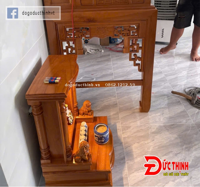 Án gian thờ gỗ sồi Nga mẫu Nhị cấp ngang 1m53