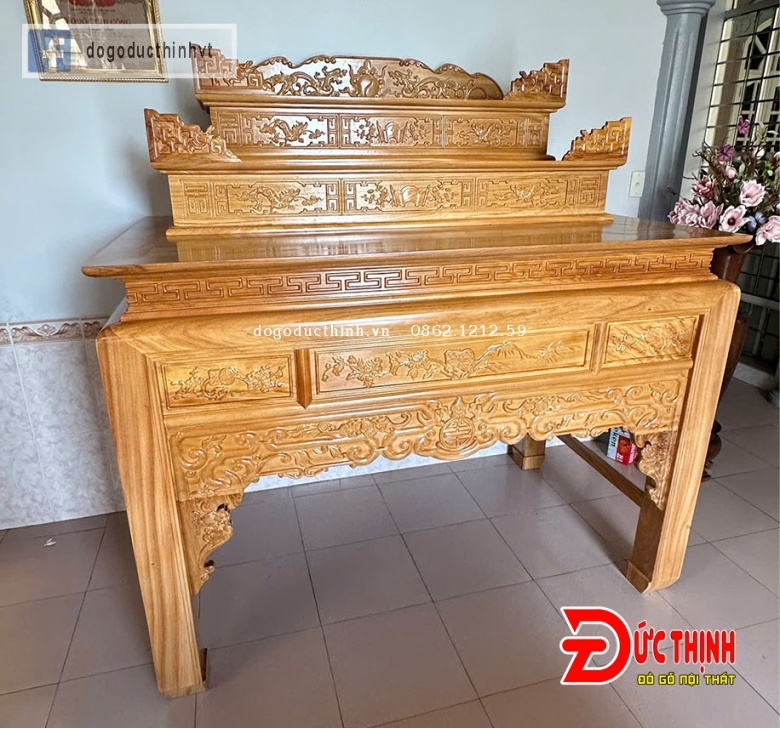 Án Gian thờ gỗ đỏ tam cấp 175 - Mẫu ngũ phúc
