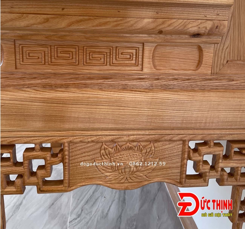 Án gian thờ gỗ sồi Nga mẫu Nhị cấp ngang 1m53
