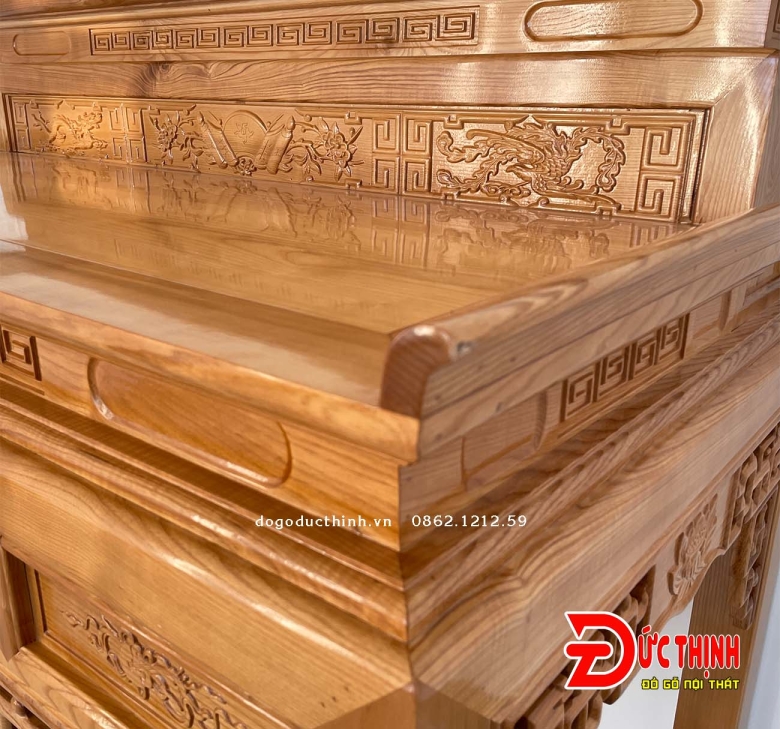 Án gian thờ gỗ sồi Nga mẫu Nhị cấp ngang 1m53