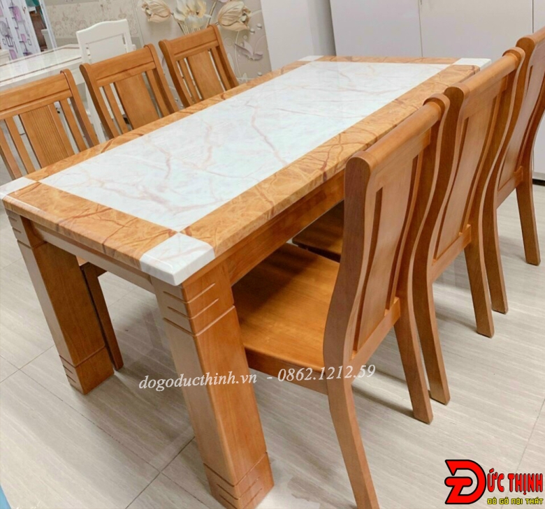 BÀN ĂN MẶT ĐÁ WANUT 190CM- VUÔNG - 8 GHẾ VUÔNG - BAMD-27