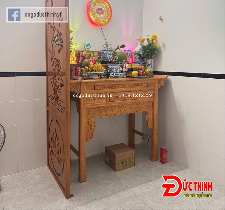 Bàn cúng gỗ đỏ nhị cấp 1m53 - mẫu Rồng