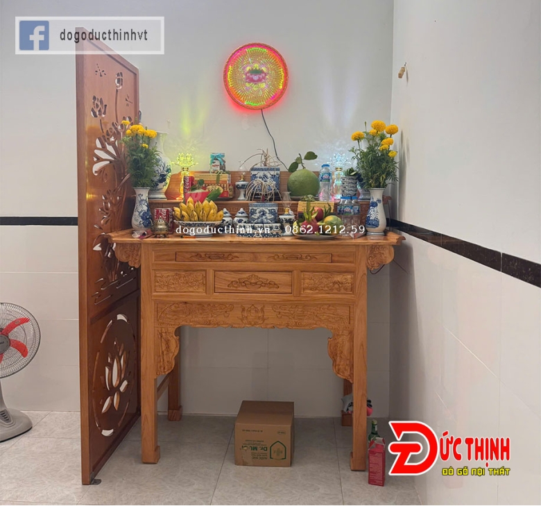 Bàn cúng gỗ đỏ nhị cấp 1m53 - mẫu Rồng