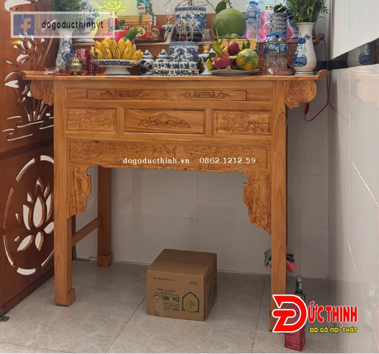 Bàn cúng gỗ đỏ nhị cấp 1m53 - mẫu Rồng