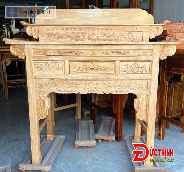 Bàn cúng gỗ đỏ nhị cấp 1m53 - mẫu Rồng