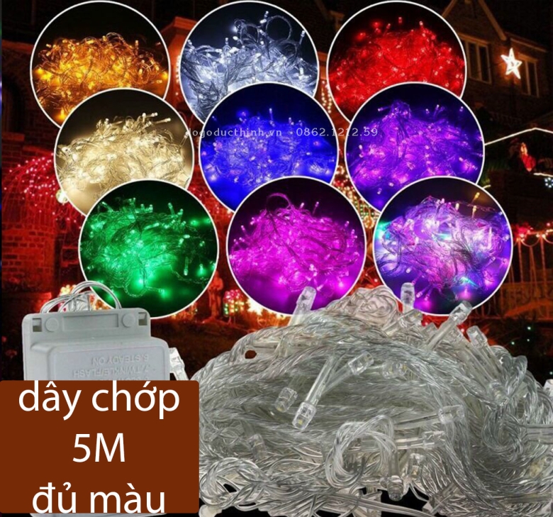 Dây chớp 5M đủ màu 50 bóng