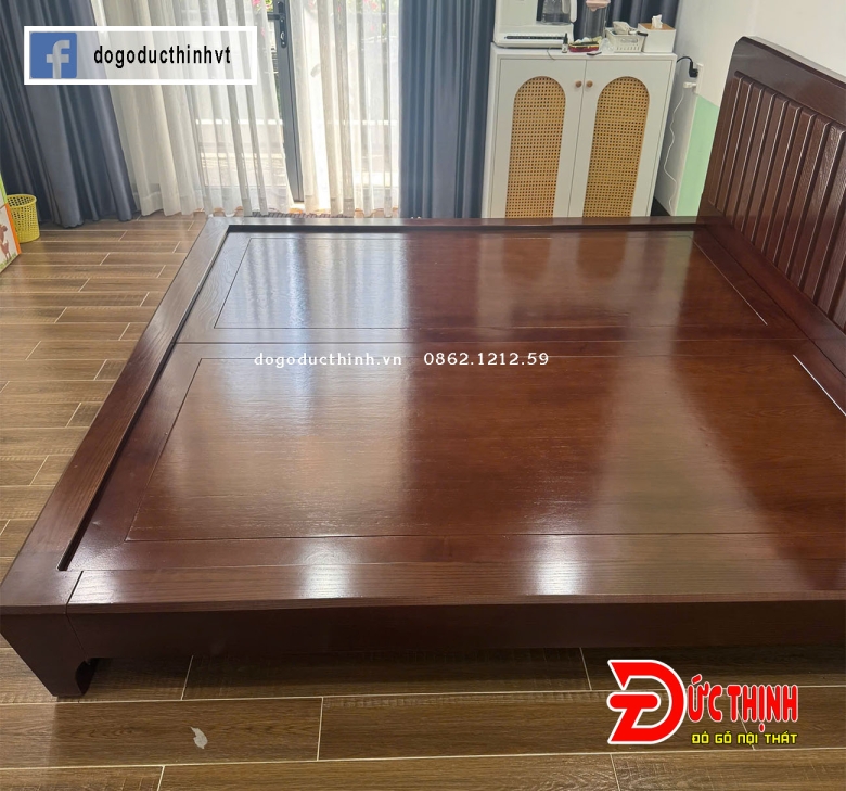 GIƯỜNG NGỦ ZITO KIỂU NHẬT – GỖ SỒI NGA - LAU MÀU GỖ ÓC CHÓ
