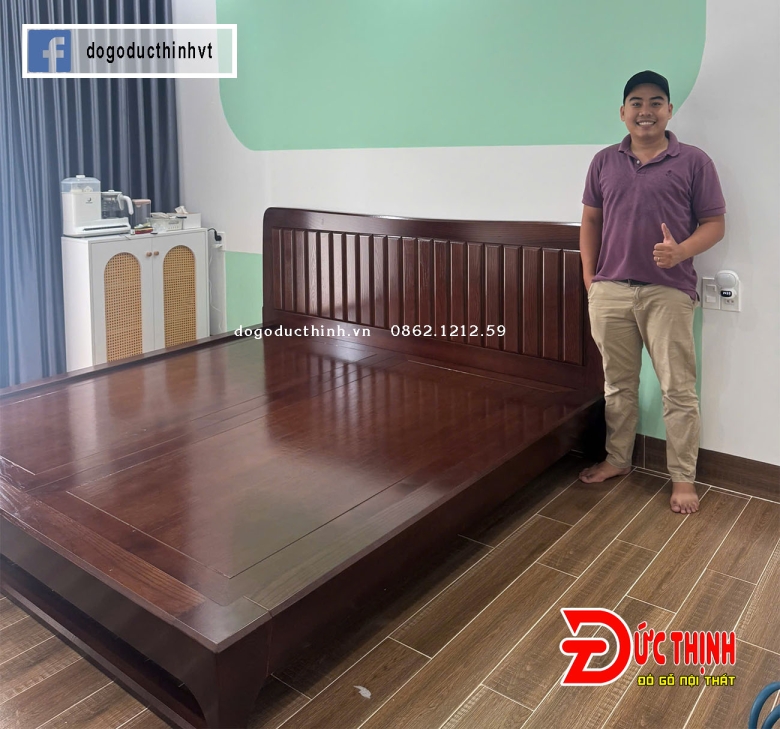GIƯỜNG NGỦ ZITO KIỂU NHẬT – GỖ SỒI NGA - LAU MÀU GỖ ÓC CHÓ