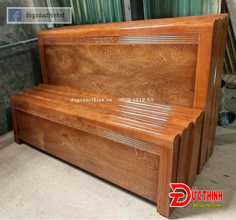 Giường ngủ gỗ xoan đào mẫu trơn 