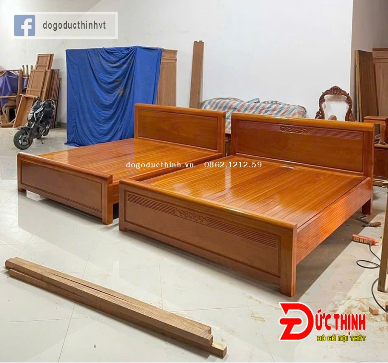 Giường ngủ hiện đại gỗ lát - vạt phản nan