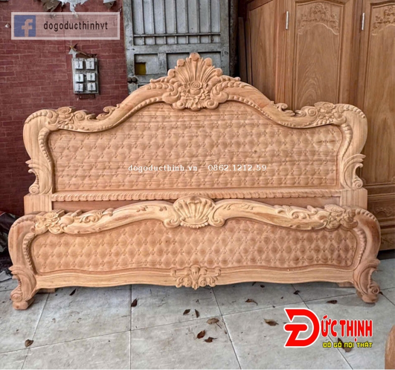 Giường ngủ gỗ lát - mẫu Louis Hoàng Gia 