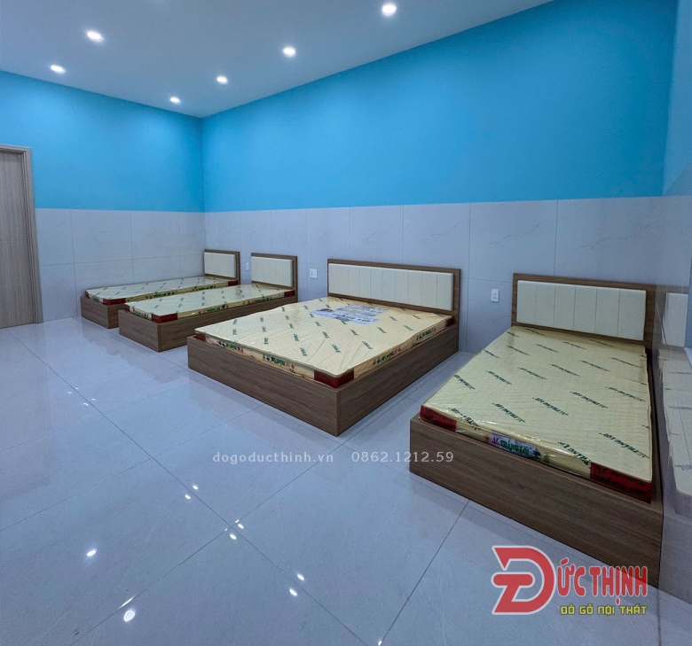 Giường ngủ gỗ MDF hiện đại - nệm đầu giường