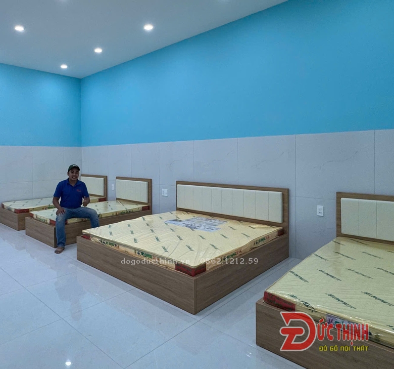 Giường ngủ gỗ MDF hiện đại - nệm đầu giường