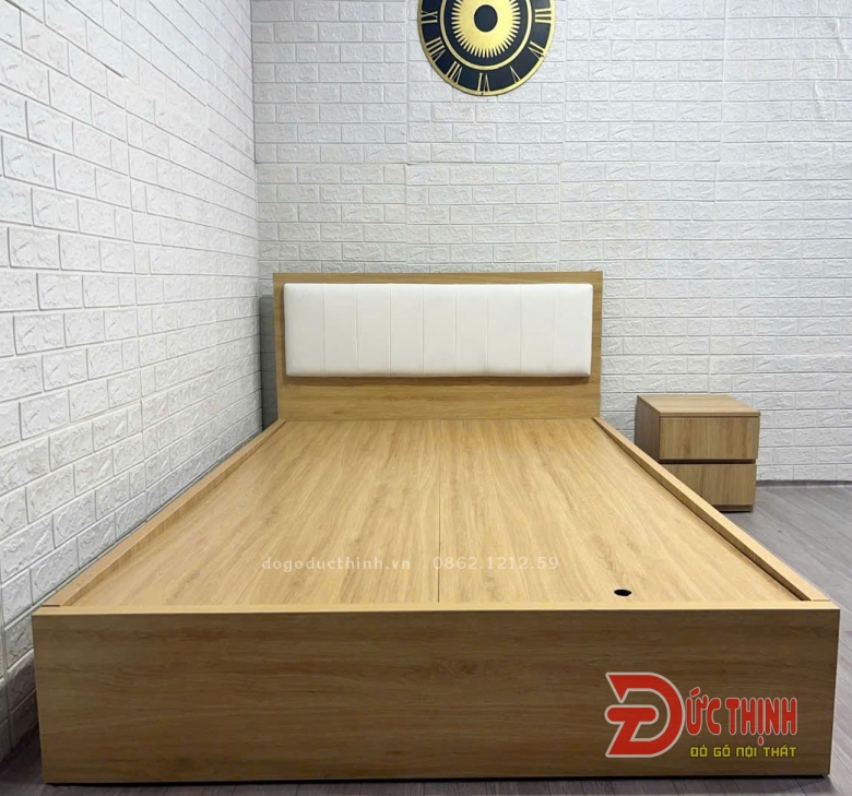 Giường ngủ gỗ MDF hiện đại - nệm đầu giường