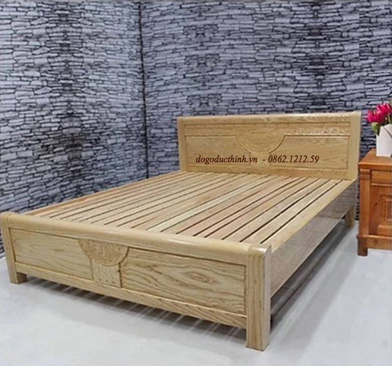 Giường gỗ sồi - Mẫu quạt