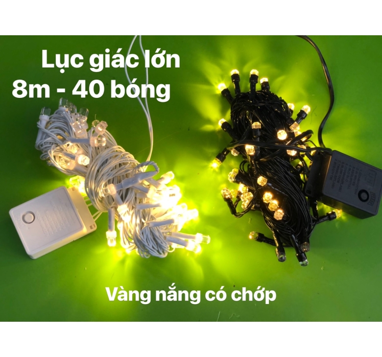 Dây lục giác lớn 8m - 40 bóng - vàng nắng