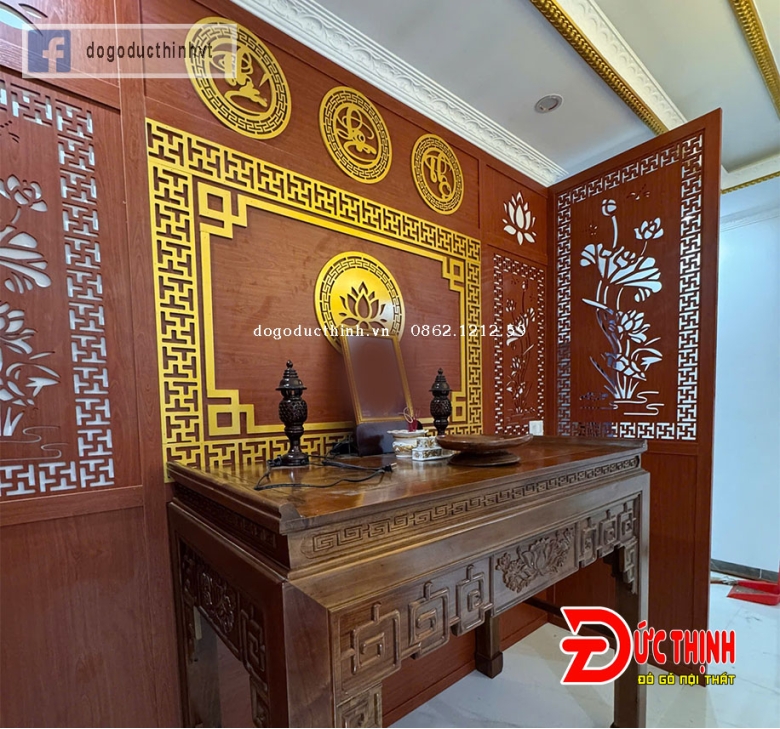 Bảng giá thi công vách phòng thờ gỗ công nghiệp MDF lõi xanh mới nhất 2026