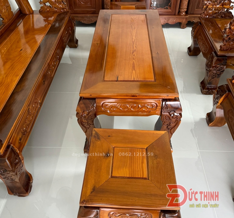Salon gỗ tràm rừng mẫu nghê đỉnh cột 12 - 6 món