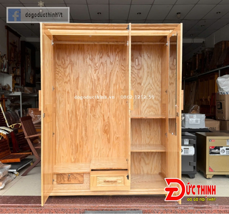 Tủ quần áo gỗ sồi Nga 3 cánh (hàng đẹp)