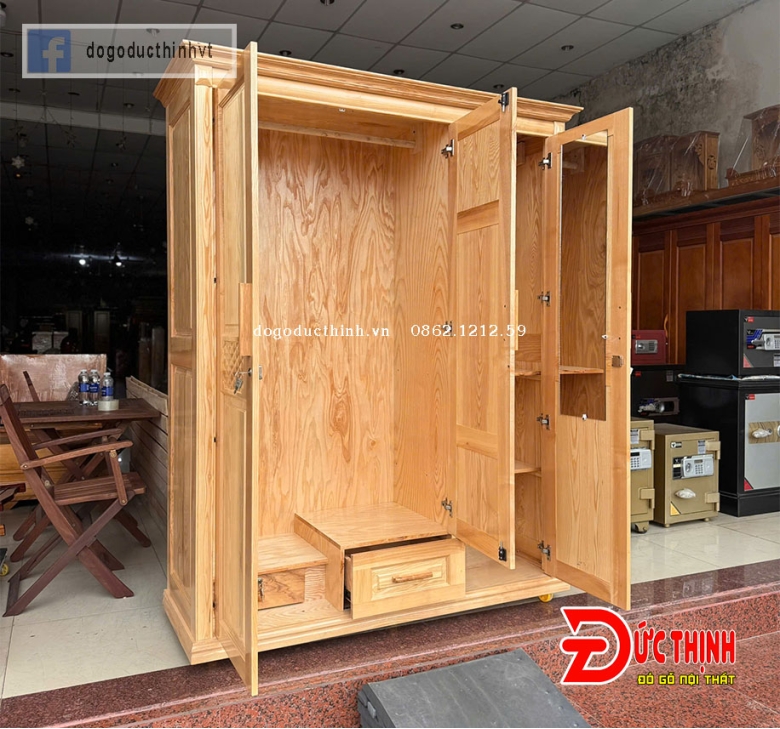Tủ quần áo gỗ sồi Nga 3 cánh (hàng đẹp)