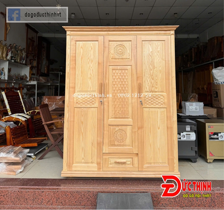 Tủ quần áo gỗ sồi Nga 3 cánh (hàng đẹp)