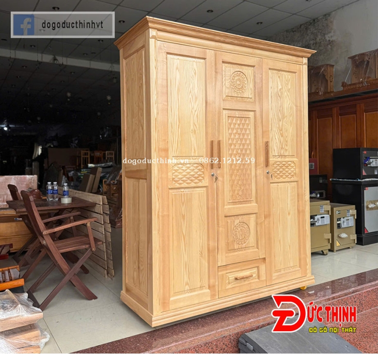 Tủ quần áo gỗ sồi Nga 3 cánh (hàng đẹp)