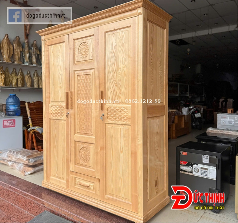 Tủ quần áo gỗ sồi Nga 3 cánh (hàng đẹp)