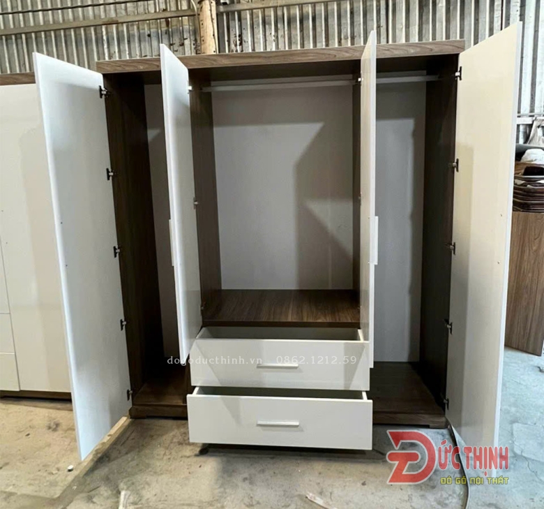 Tủ quần áo gỗ MDF cánh mở (phối màu cánh)